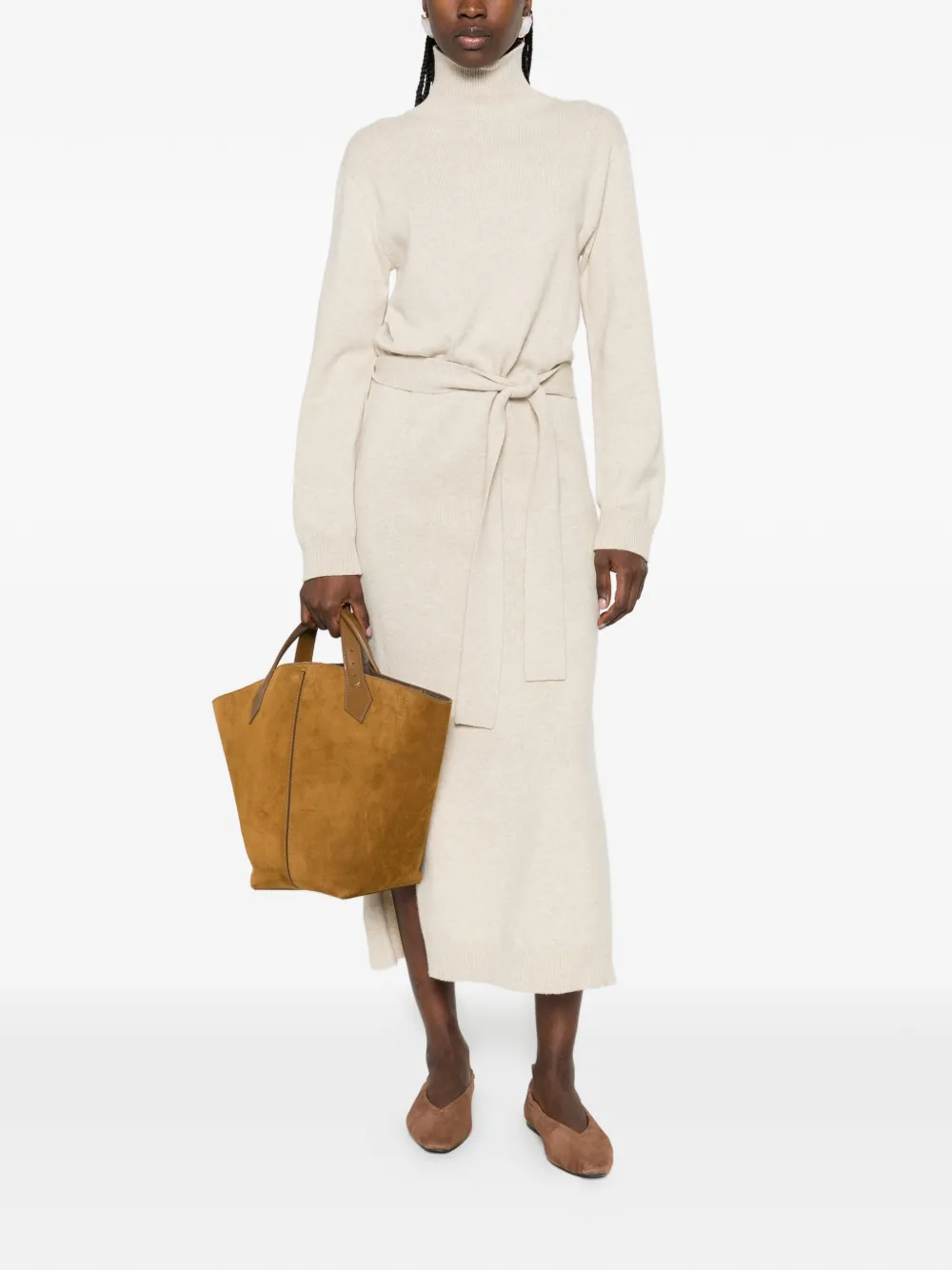 Nanushka Gebreide midi-jurk met col Beige
