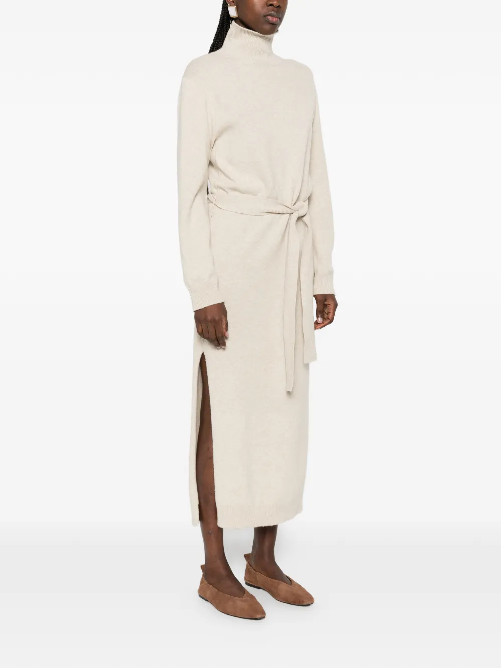 Nanushka Gebreide midi-jurk met col Beige