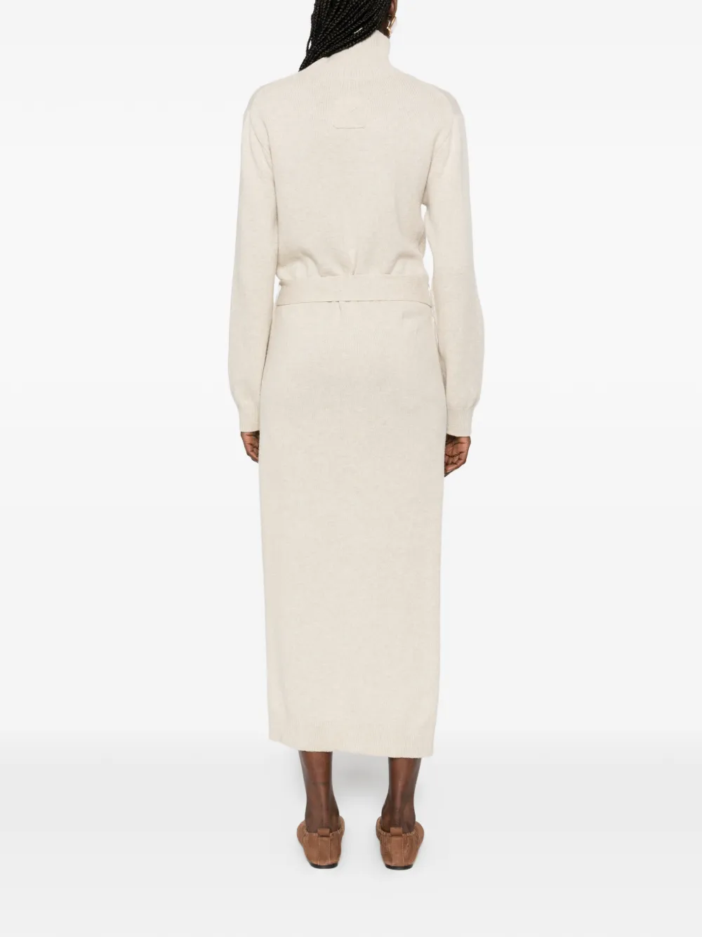 Nanushka Gebreide midi-jurk met col Beige