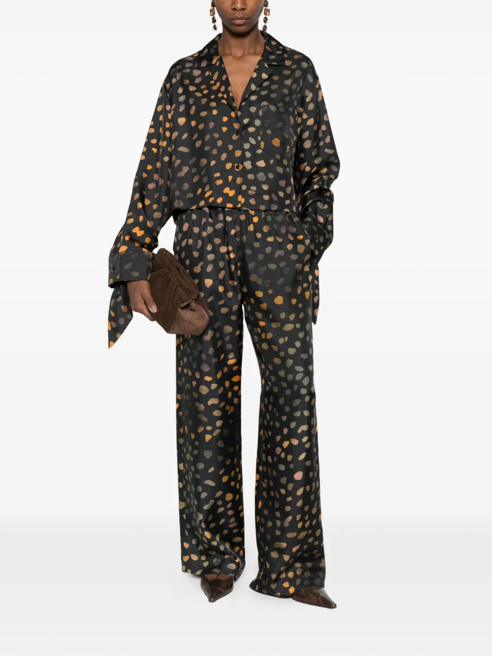  Nanushka Tie-cuff Cropped Shirt - Black 