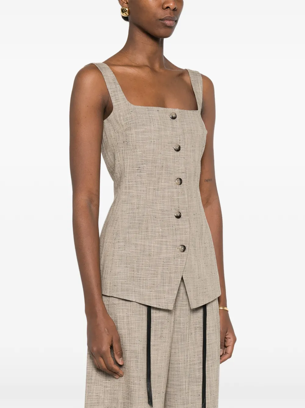 Nanushka Gilet met vierkante hals Beige
