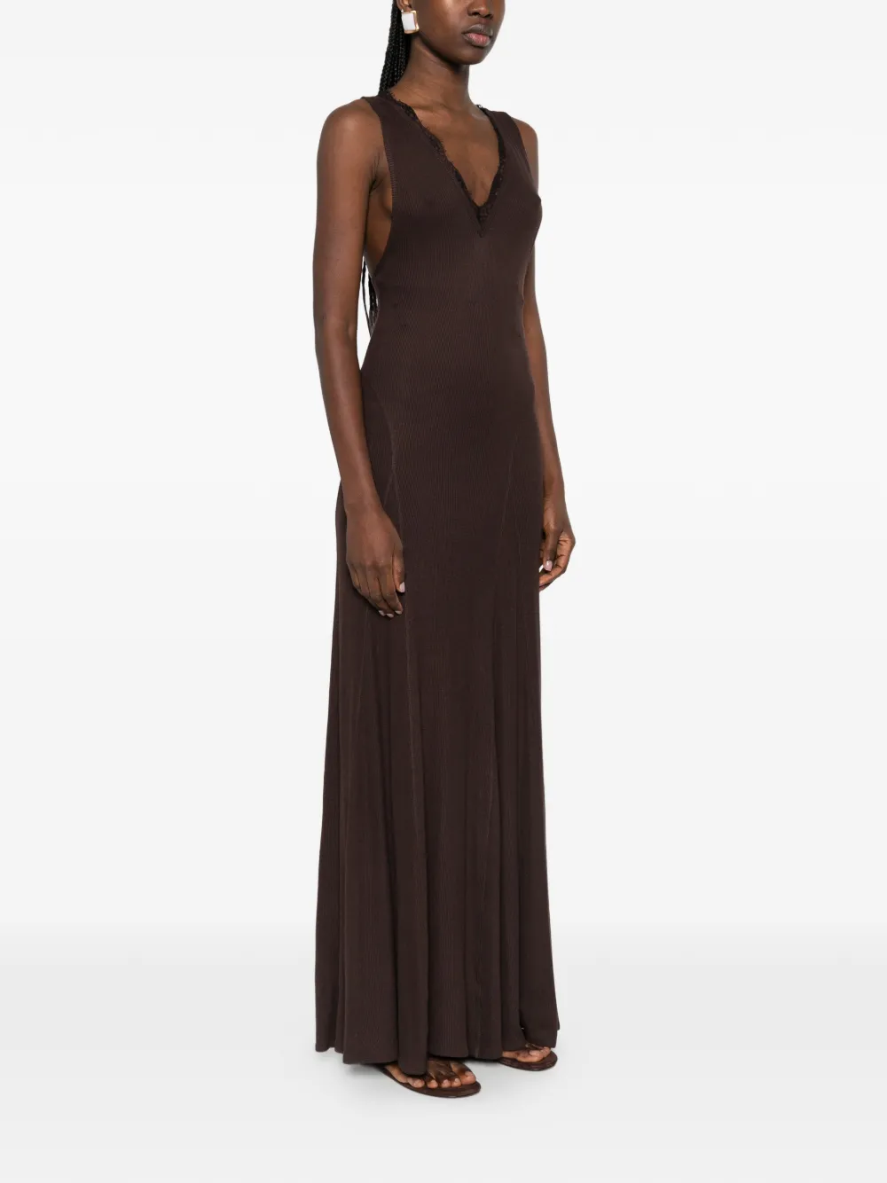Nanushka Ignia maxi-jurk met kanten-detail Bruin