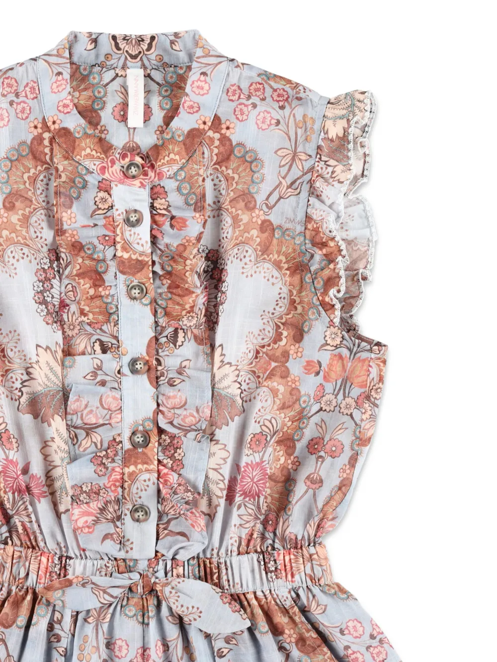  Zimmermann Kids Frilled Floral Jumpsuit - Blue 