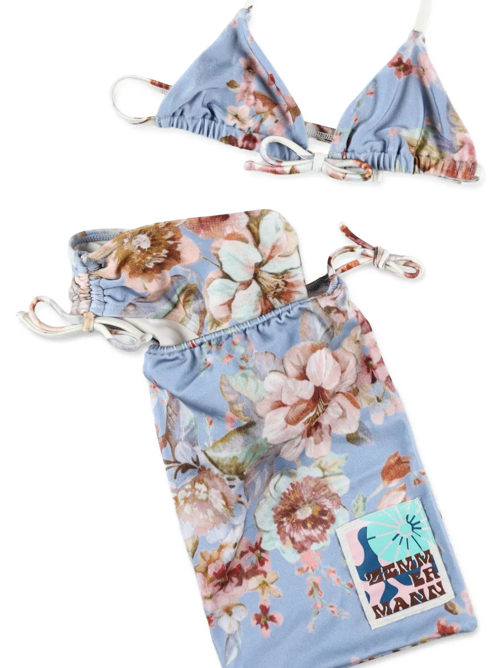  Zimmermann Kids Floral Triangle Bikini - Blue 