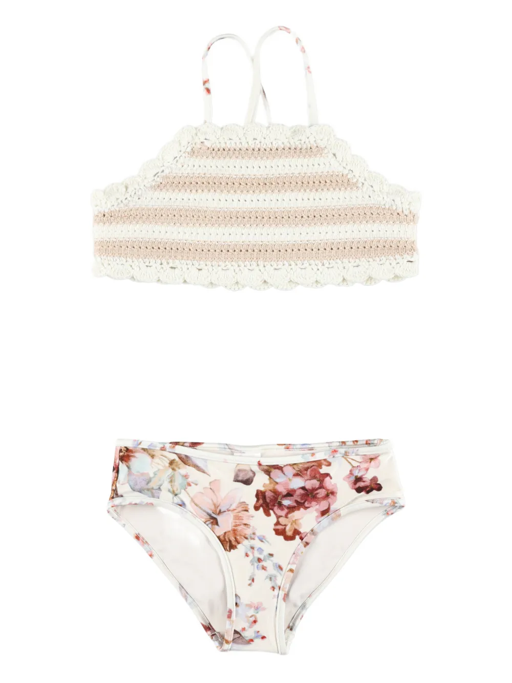 ZIMMERMANN Kids Awaken knitted floral bikini - Toni neutri