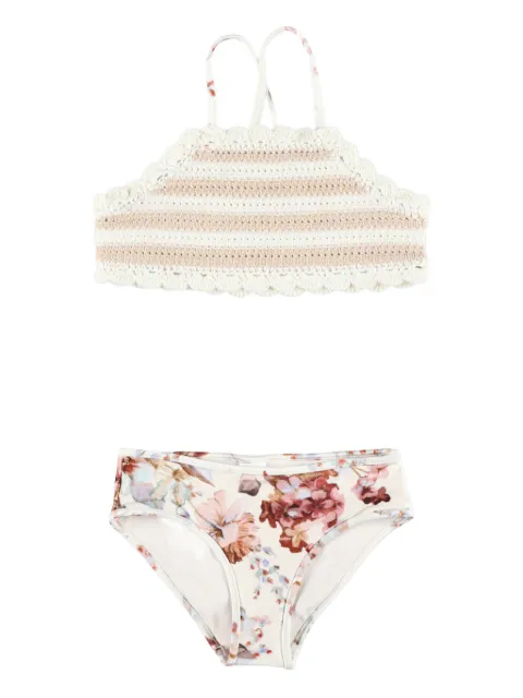 ZIMMERMANN Kids Awaken knitted floral bikini