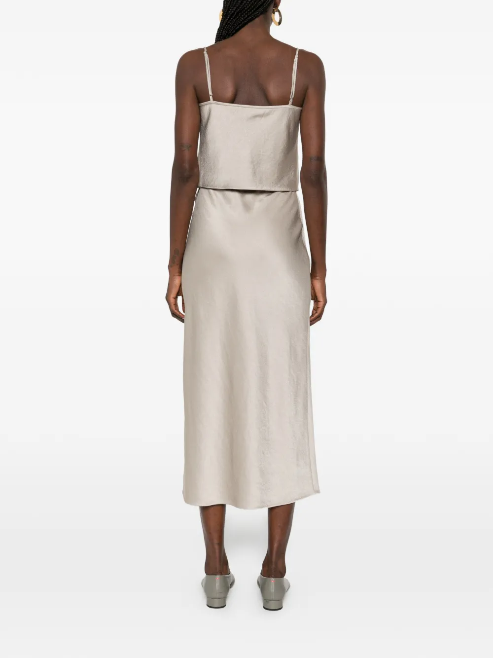 Nanushka Sarong midi-rok met franje detail Grijs