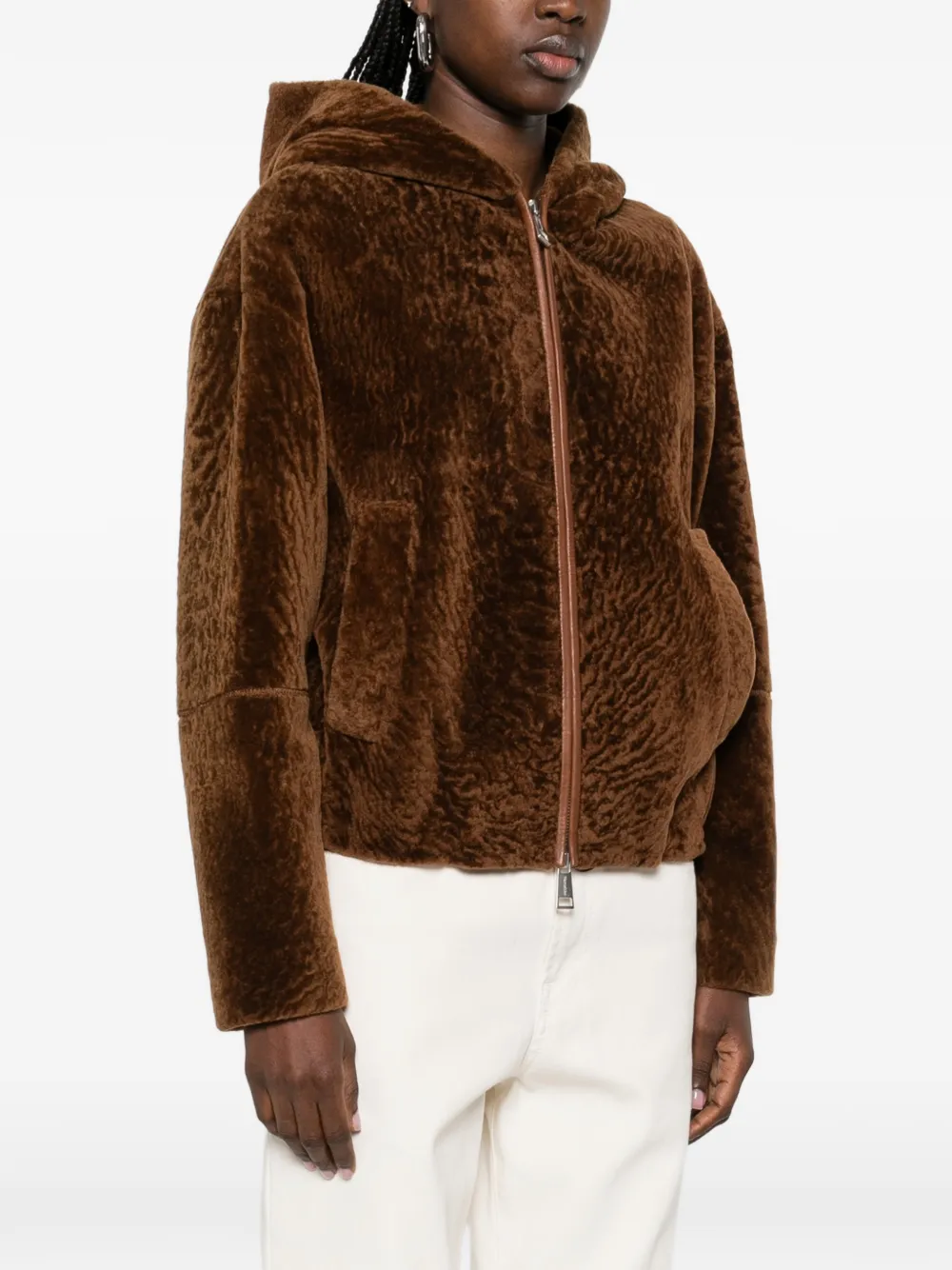 Nanushka Hooded Zip-up Jacket - Brown 