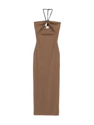 Nanushka Elima Satin Halterneck Dress | Brown | FARFETCH ID