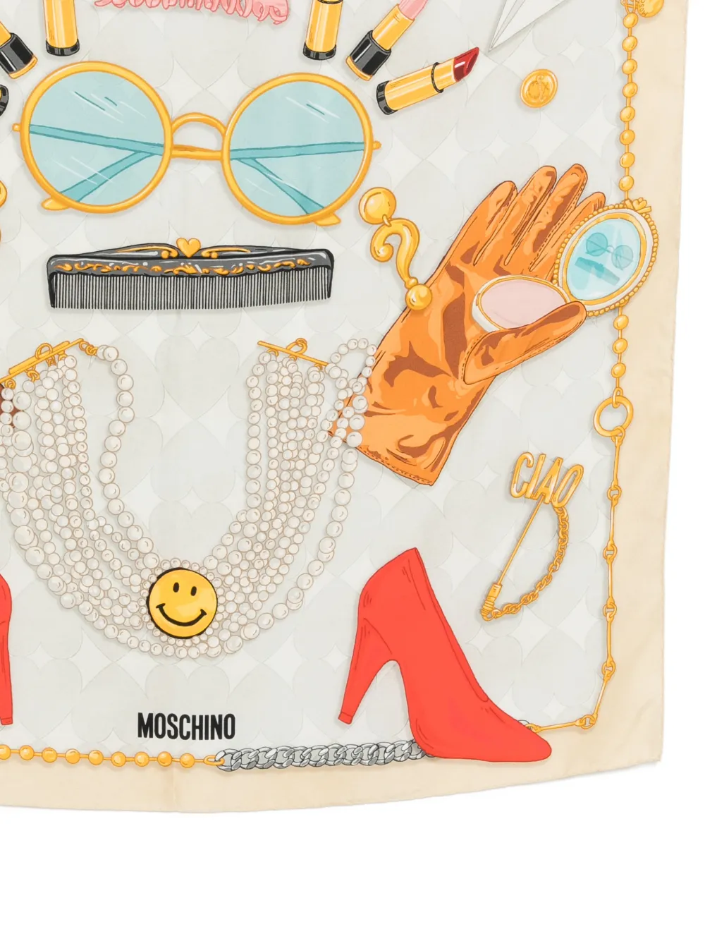 Moschino Graphic-print Scarf - Neutrals 