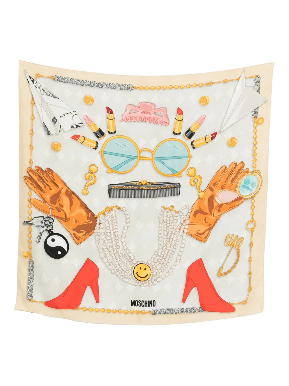 Moschino Graphic-print Scarf In Burgundy