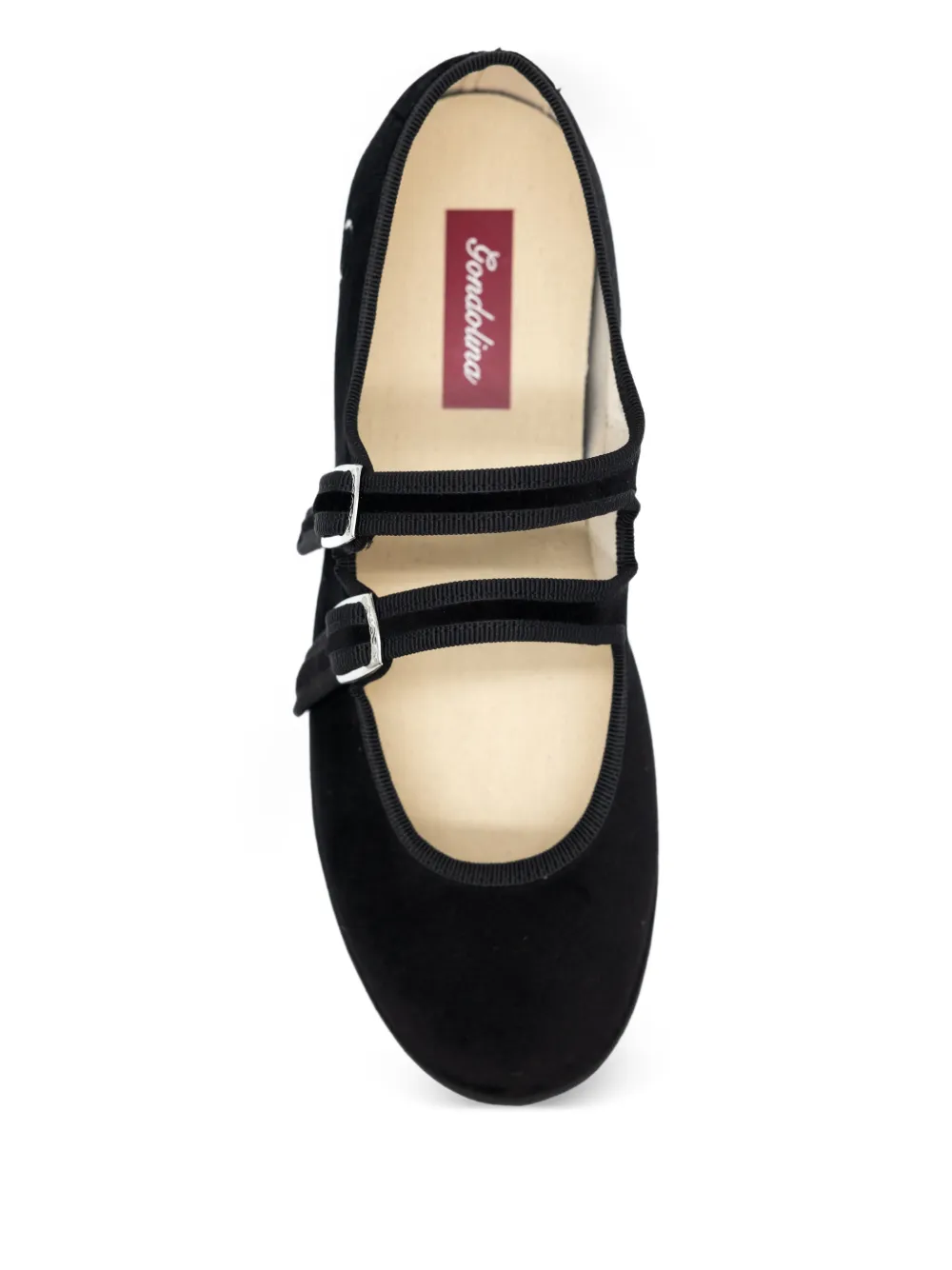 Gondolina Gondola Mary Jane ballerina's met dubbel kant Zwart