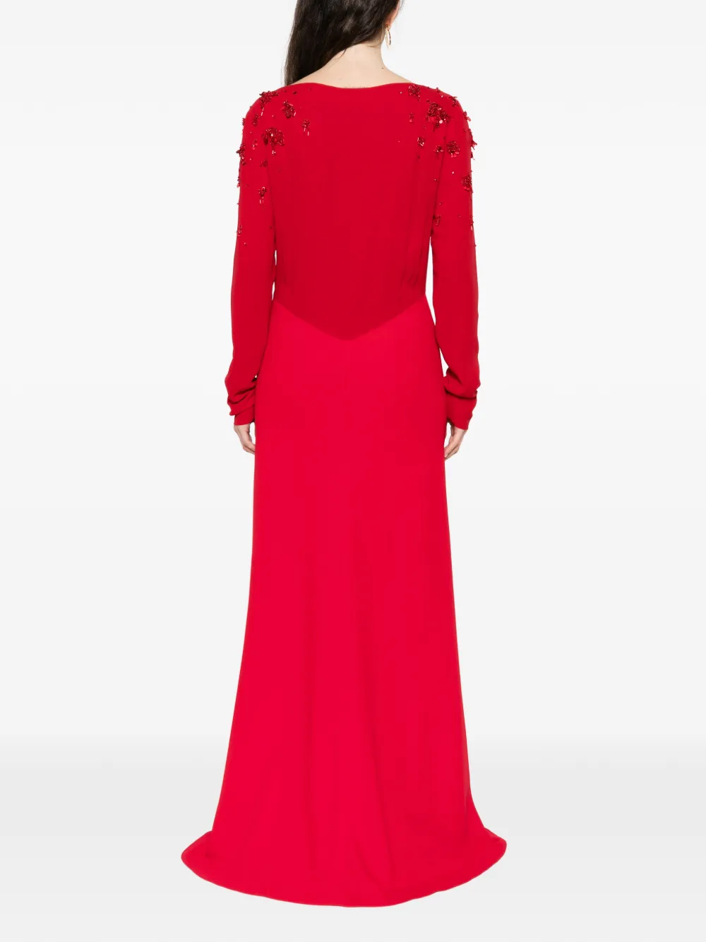 Alberta Ferretti Verfraaide maxi-jurk met lange mouwen Rood