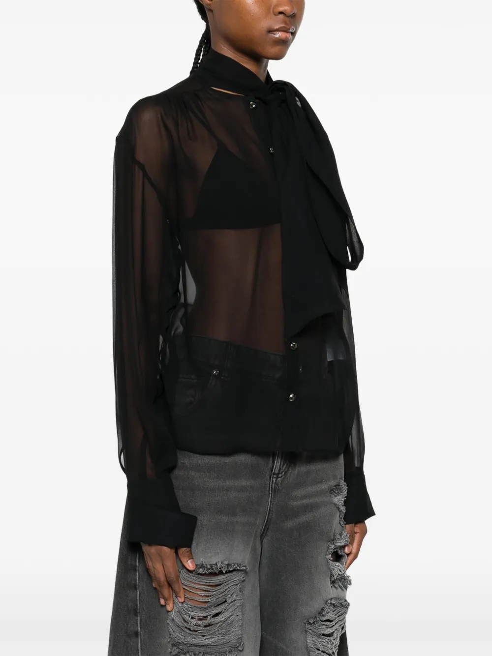  Blumarine Tie-neck Blouse - Black 