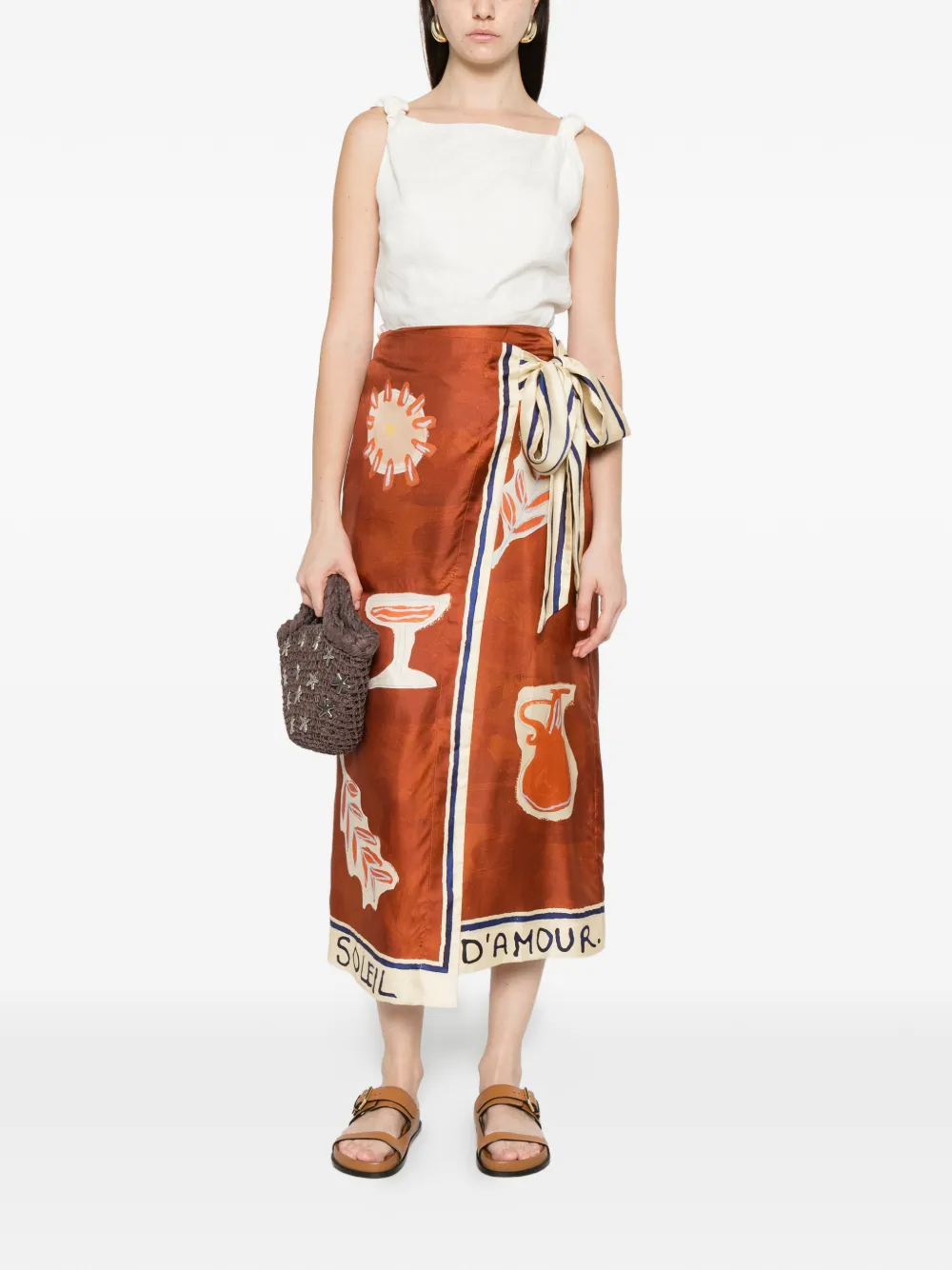 ALEMAIS printed midi skirt - Bruin