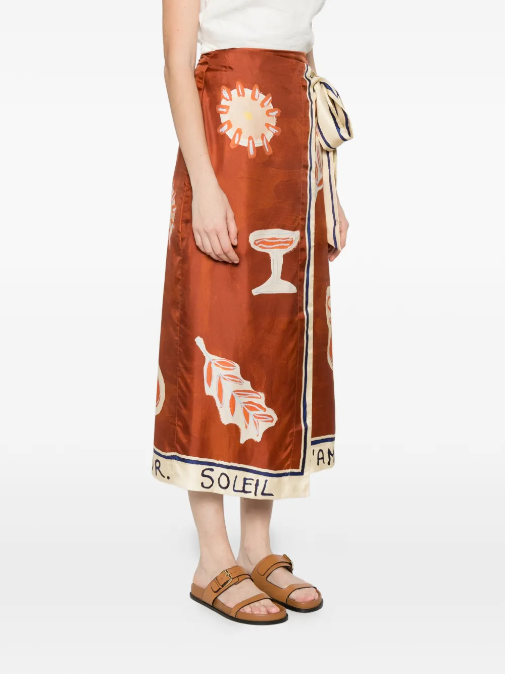  Alemais Printed Midi Skirt - Brown 