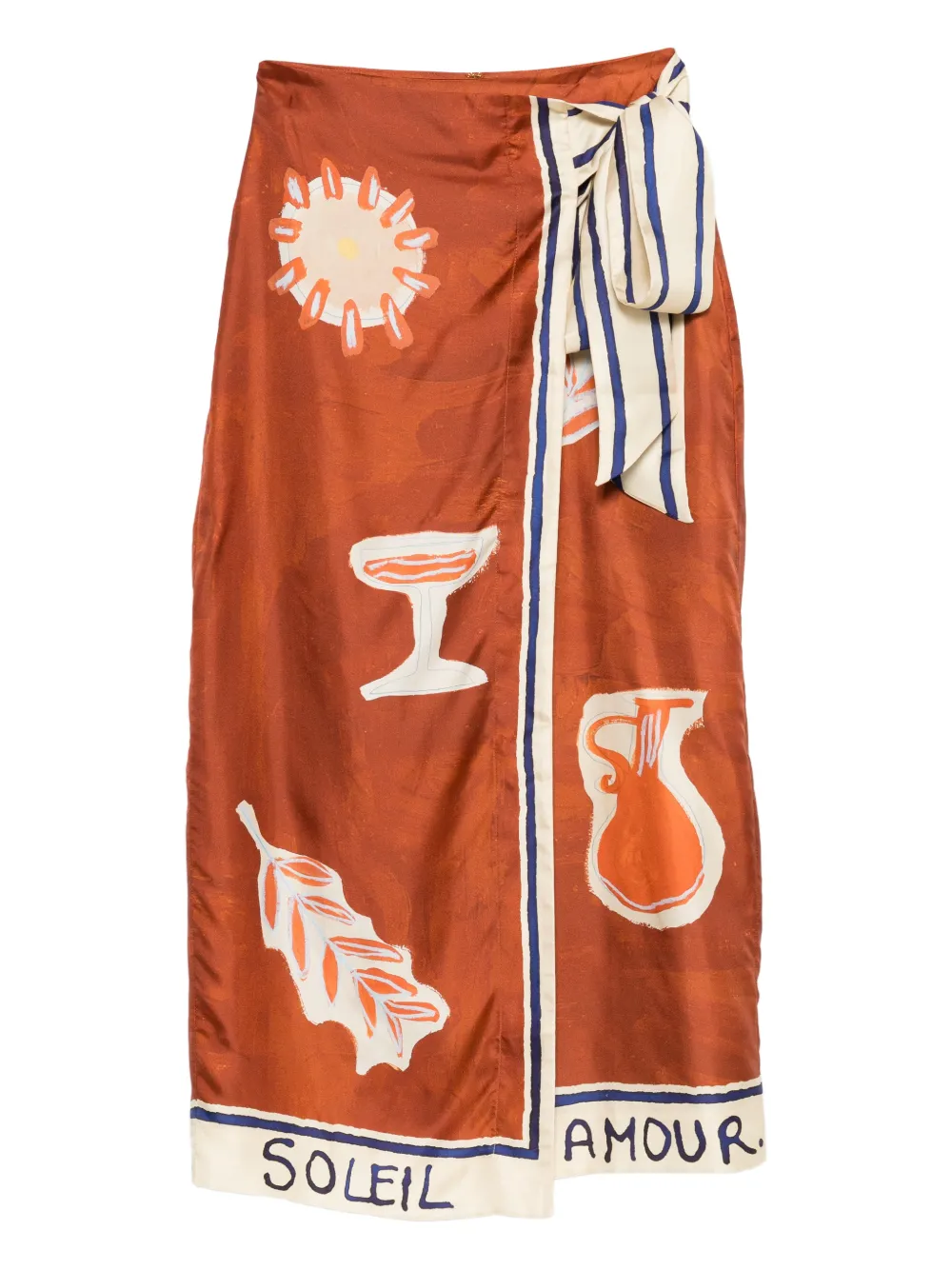 ALEMAIS printed midi skirt - Marrone