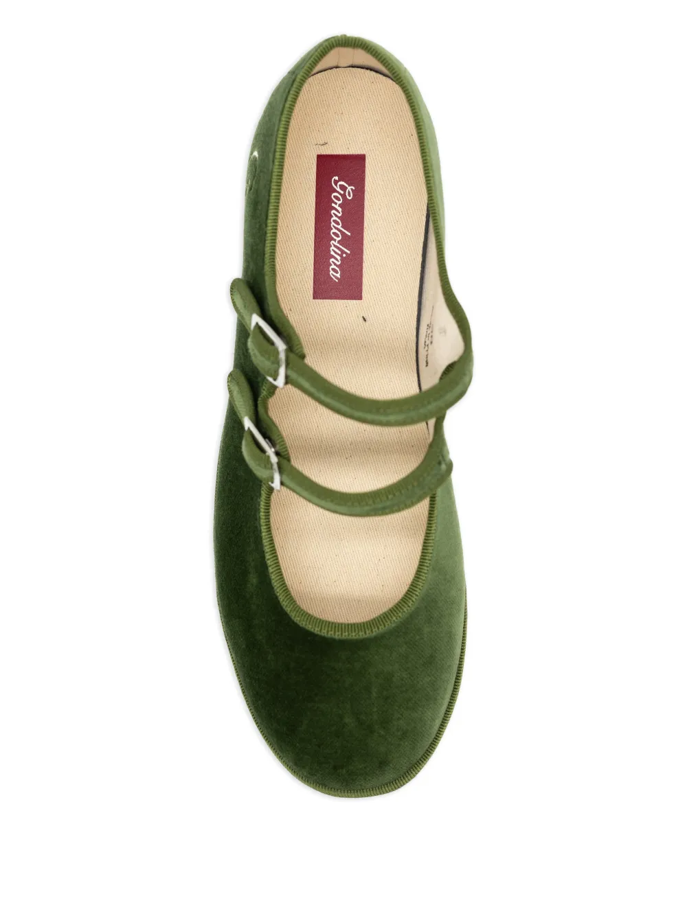 Gondolina Sofia Mary Jane Double-lace Ballet Flats In Green