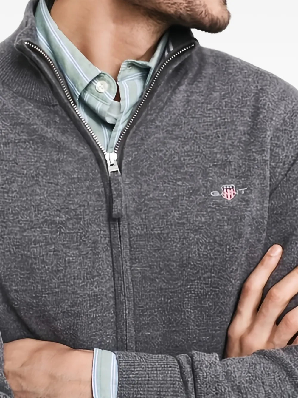 Gant Zip-fastening Wool Sweatshirt In Gray