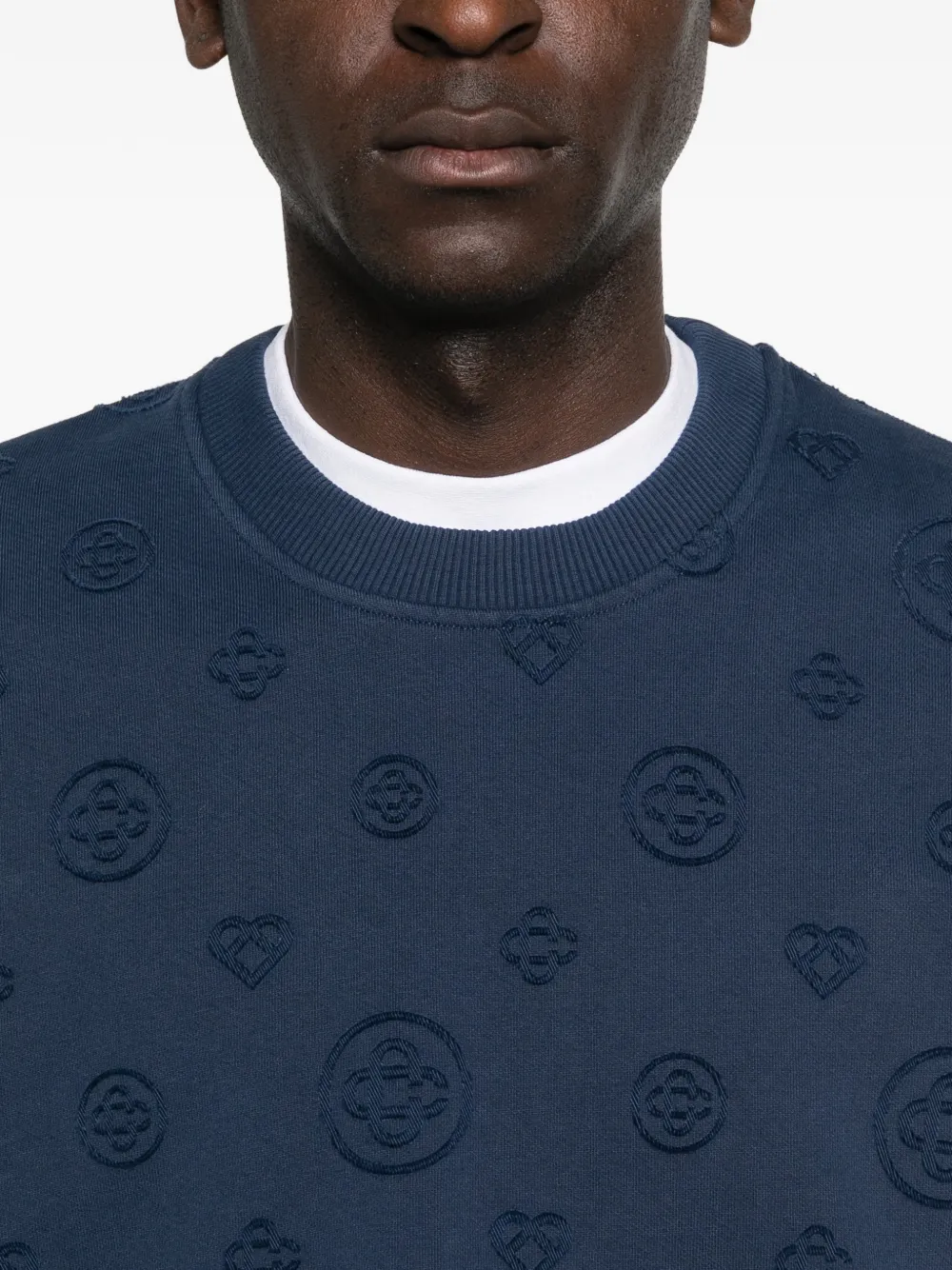 Casablanca Sweater met all-over patroon en ronde hals Blauw