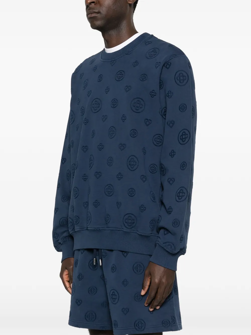 Casablanca Sweater met all-over patroon en ronde hals Blauw