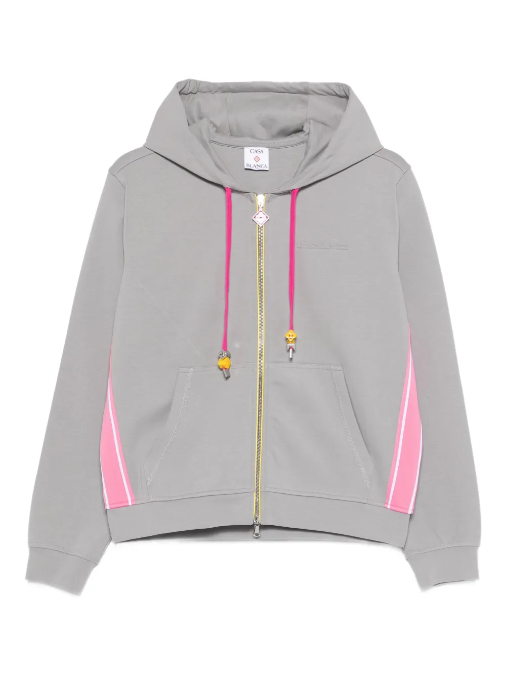 Casablanca zip side stripe hooded top - Grigio