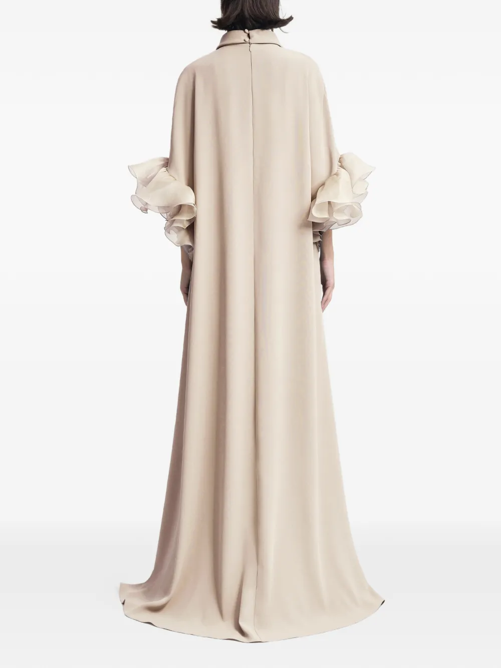 Gemy Maalouf Maxi-jurk met ruches en gedrapeerde hals - Beige