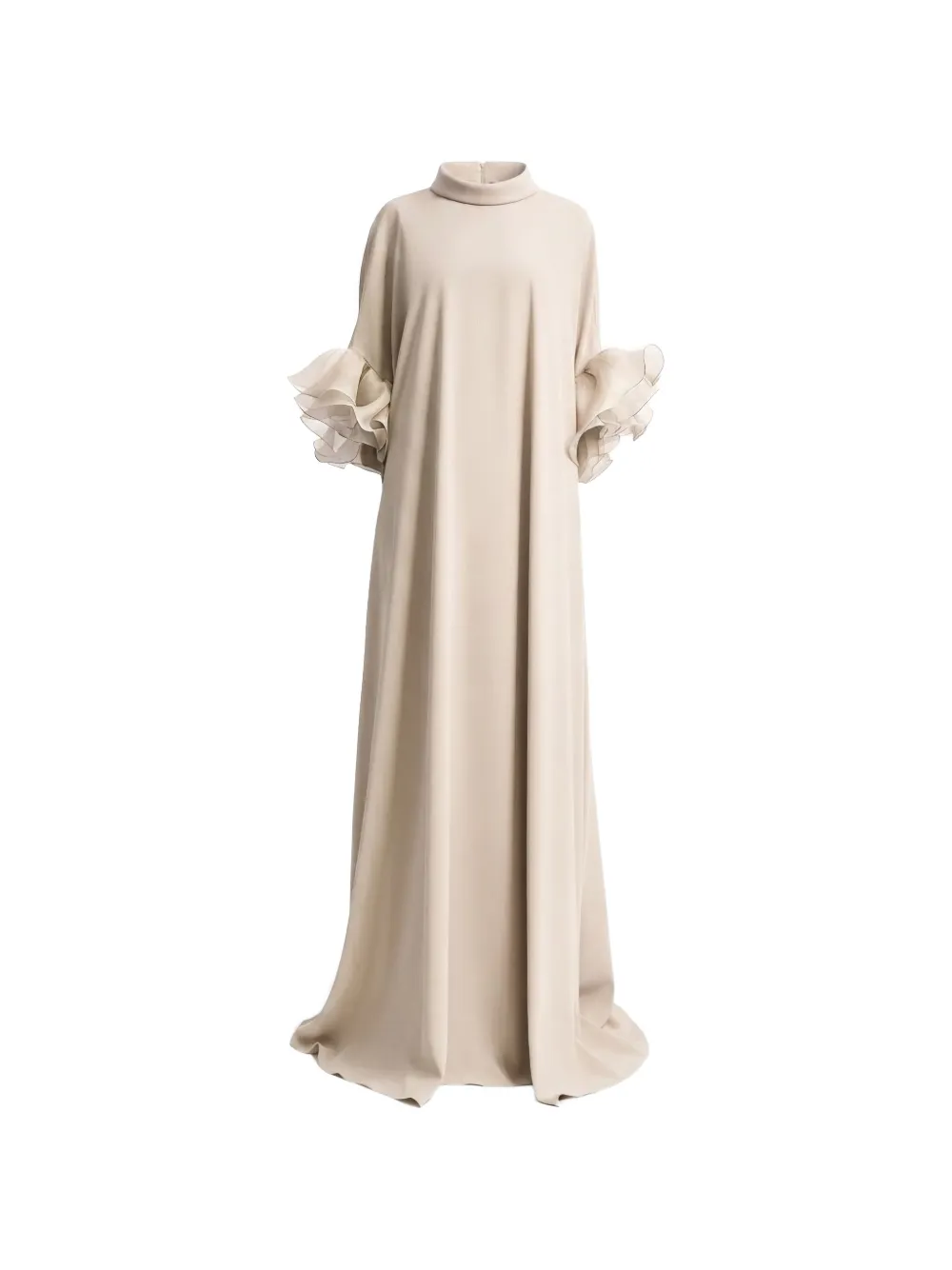 Gemy Maalouf Maxi-jurk met ruches en gedrapeerde hals Beige