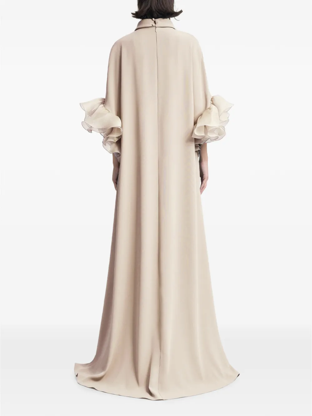 Gemy Maalouf Maxi-jurk met ruches en gedrapeerde hals Beige