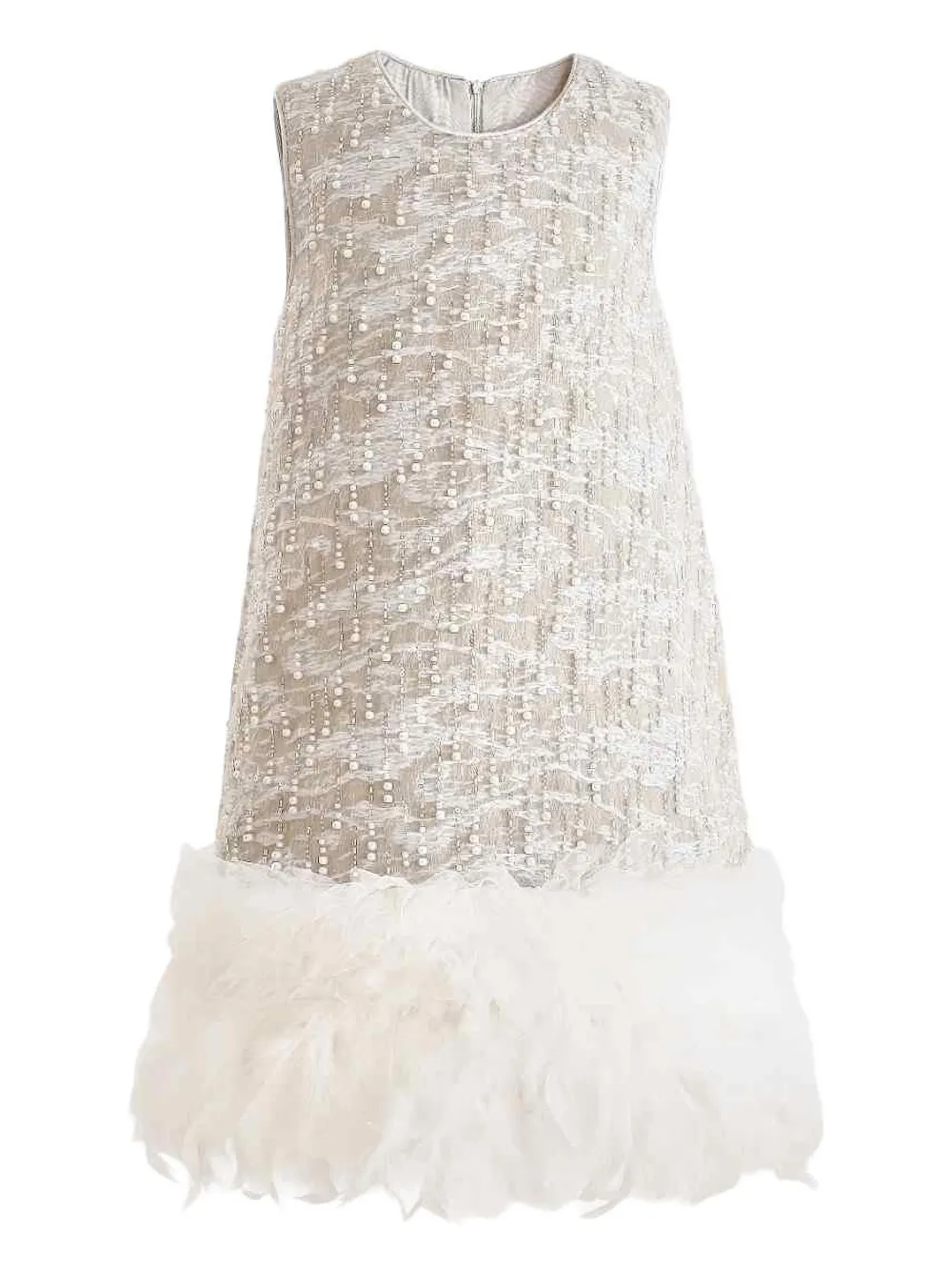 Tulleen Kids' Feather-trim Dress In Neutral