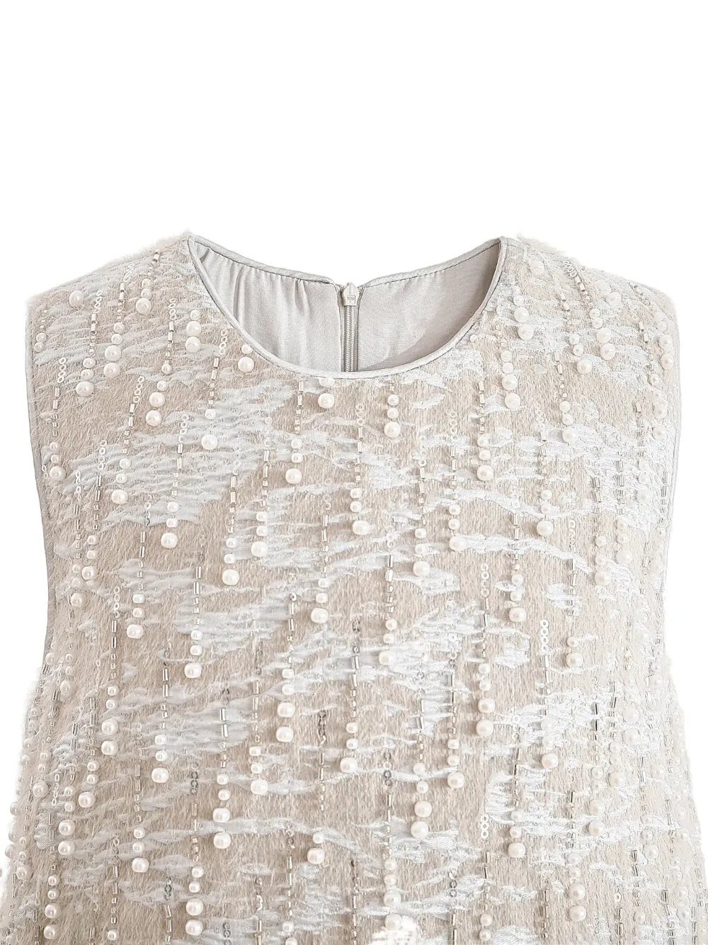 Tulleen Jurk met verenafwerking Beige