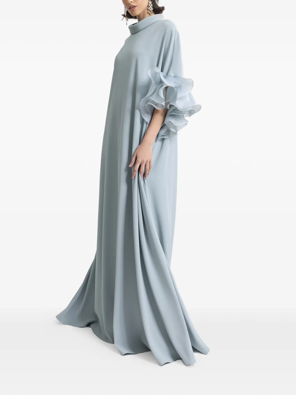 Gemy Maalouf Maxi-jurk met ruches en gedrapeerde hals - Blauw