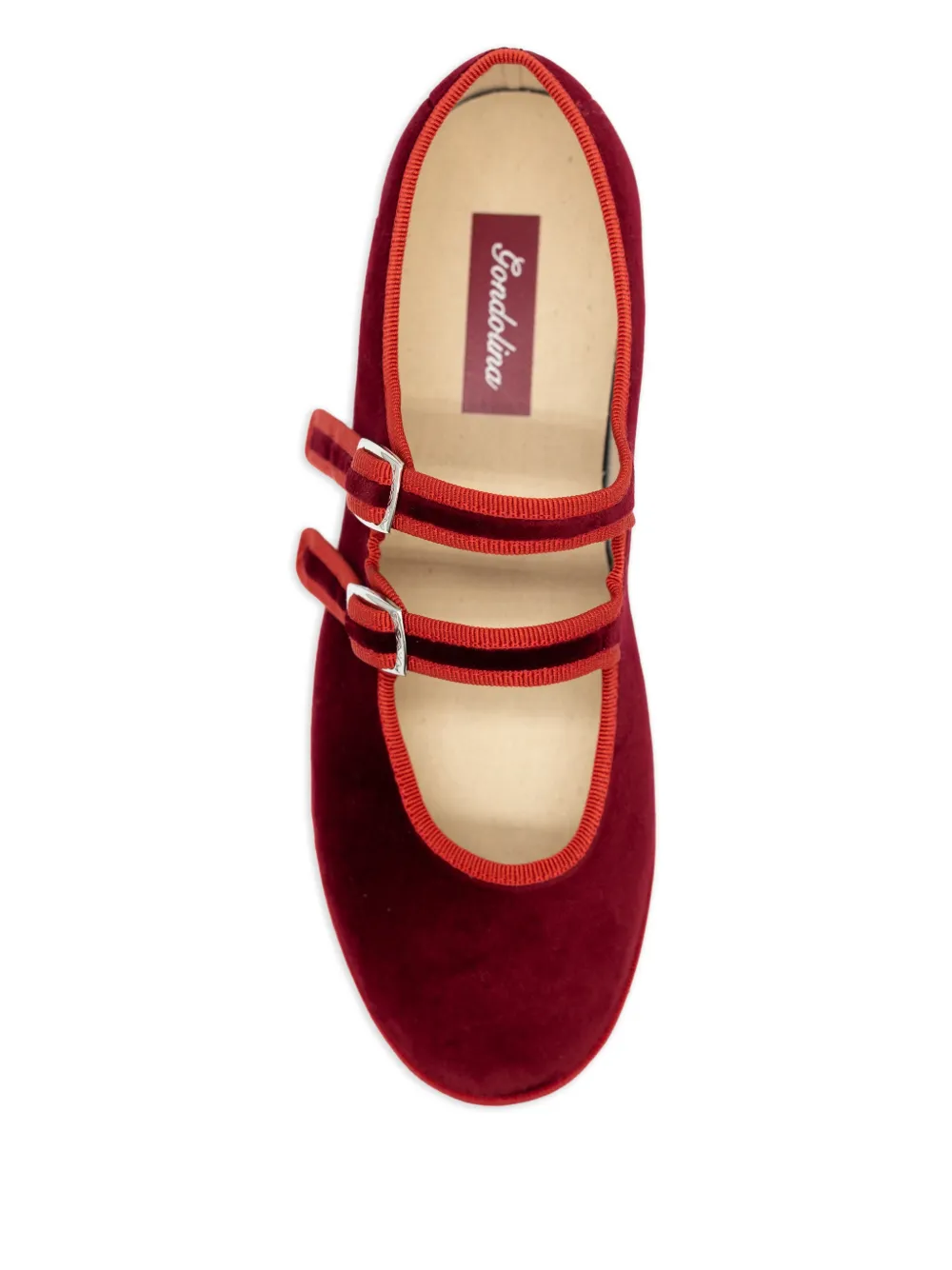 Gondolina Accademia Mary Jane ballerina's met dubbel kant Rood