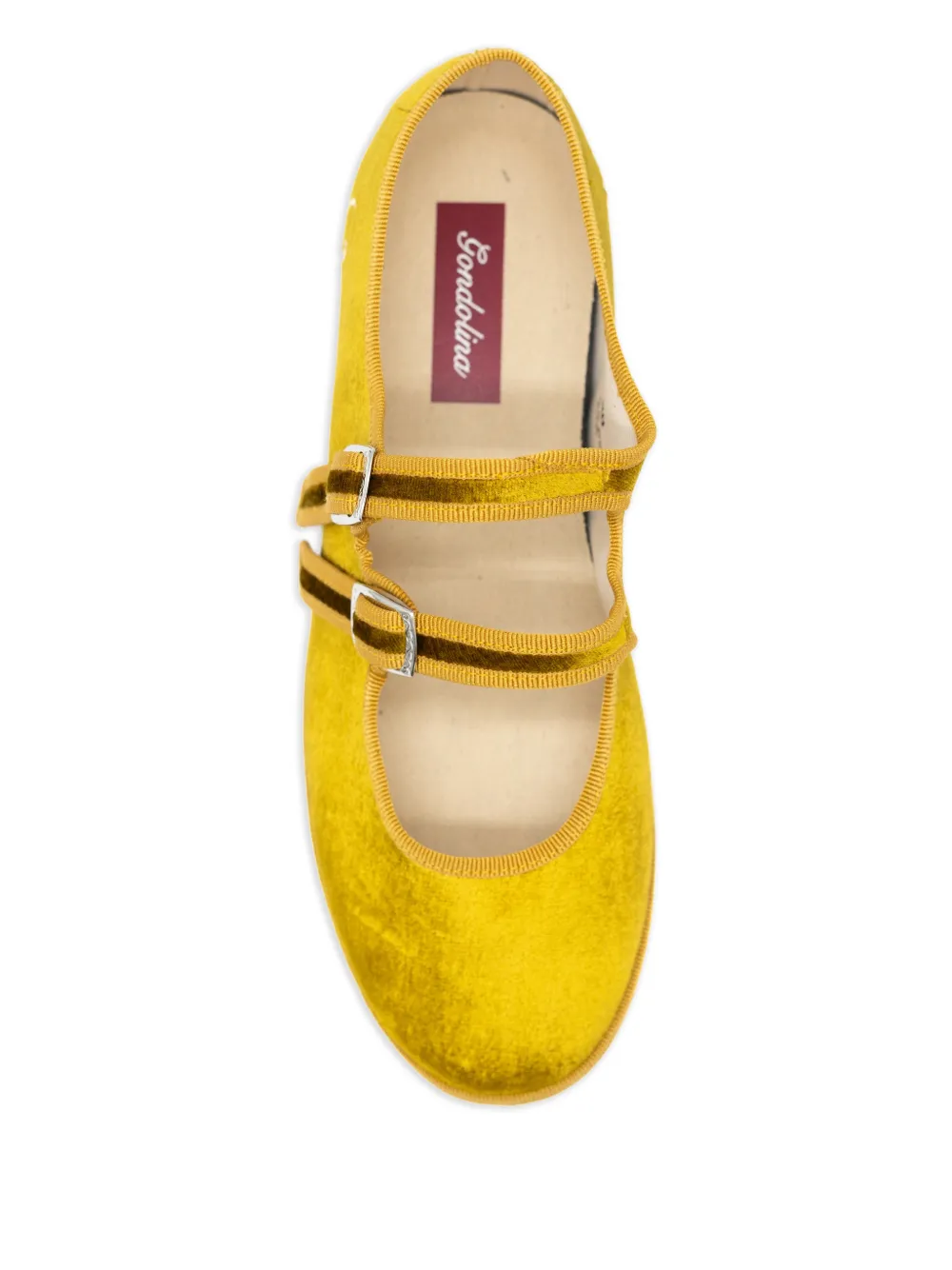 Gondolina Nina Mary Jane ballerina's met dubbel kant Geel