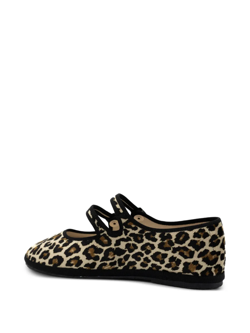 Gondolina Mary Jane Leopard-pattern Double-lace Ballet Flats In Multi