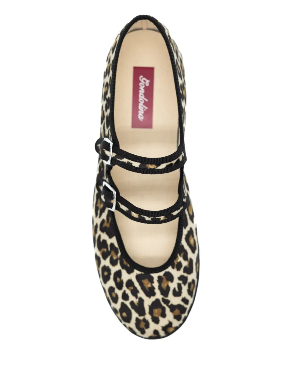 Gondolina Mary Jane Leopard-pattern Double-lace Ballet Flats In Multi