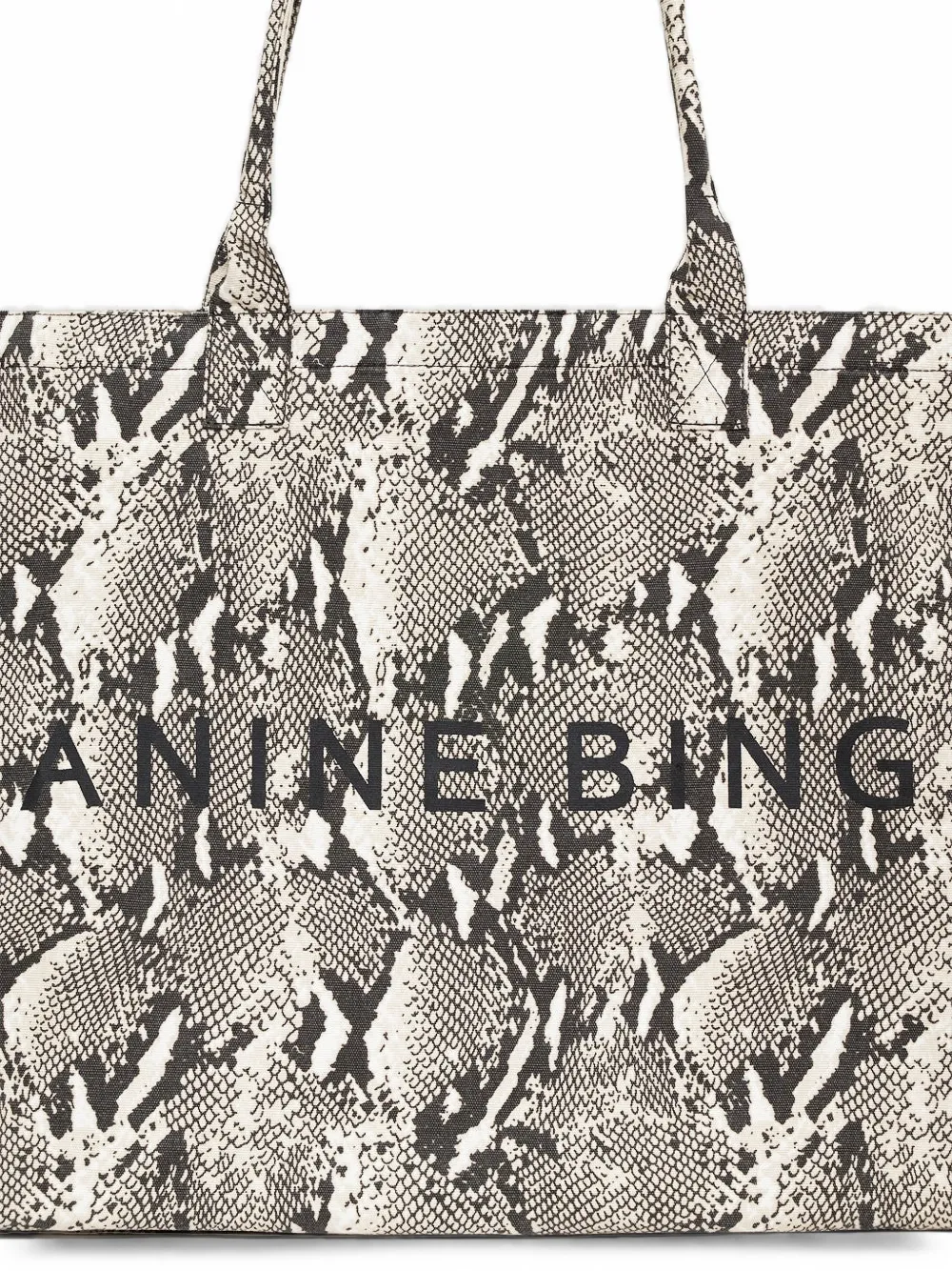 ANINE BING Shopper met pythonprint Beige