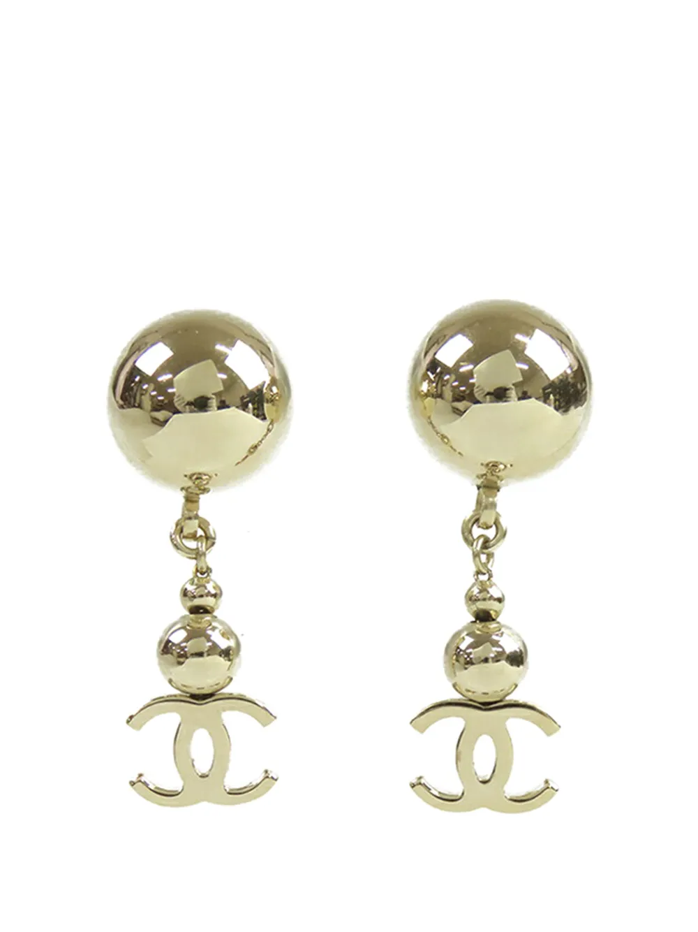 CHANEL Pre-Owned 2021 CC Gold Plated Swing Push Back Earrings costume earrings - Oro