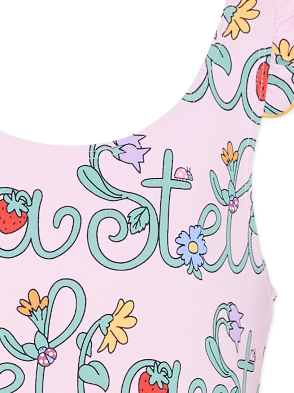 Stella McCartney Kids Badpak met logo-print en ruches Roze