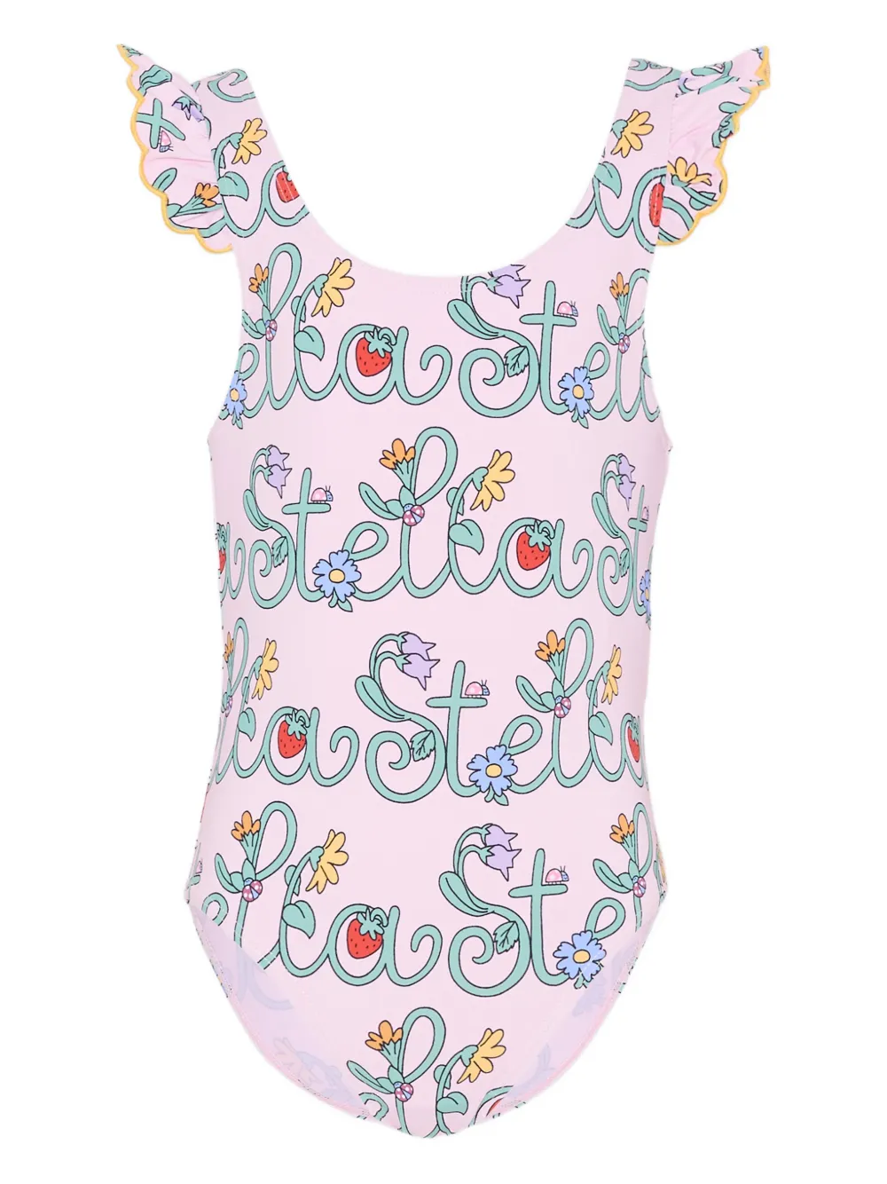 Stella McCartney Kids Badpak met logo-print en ruches Roze