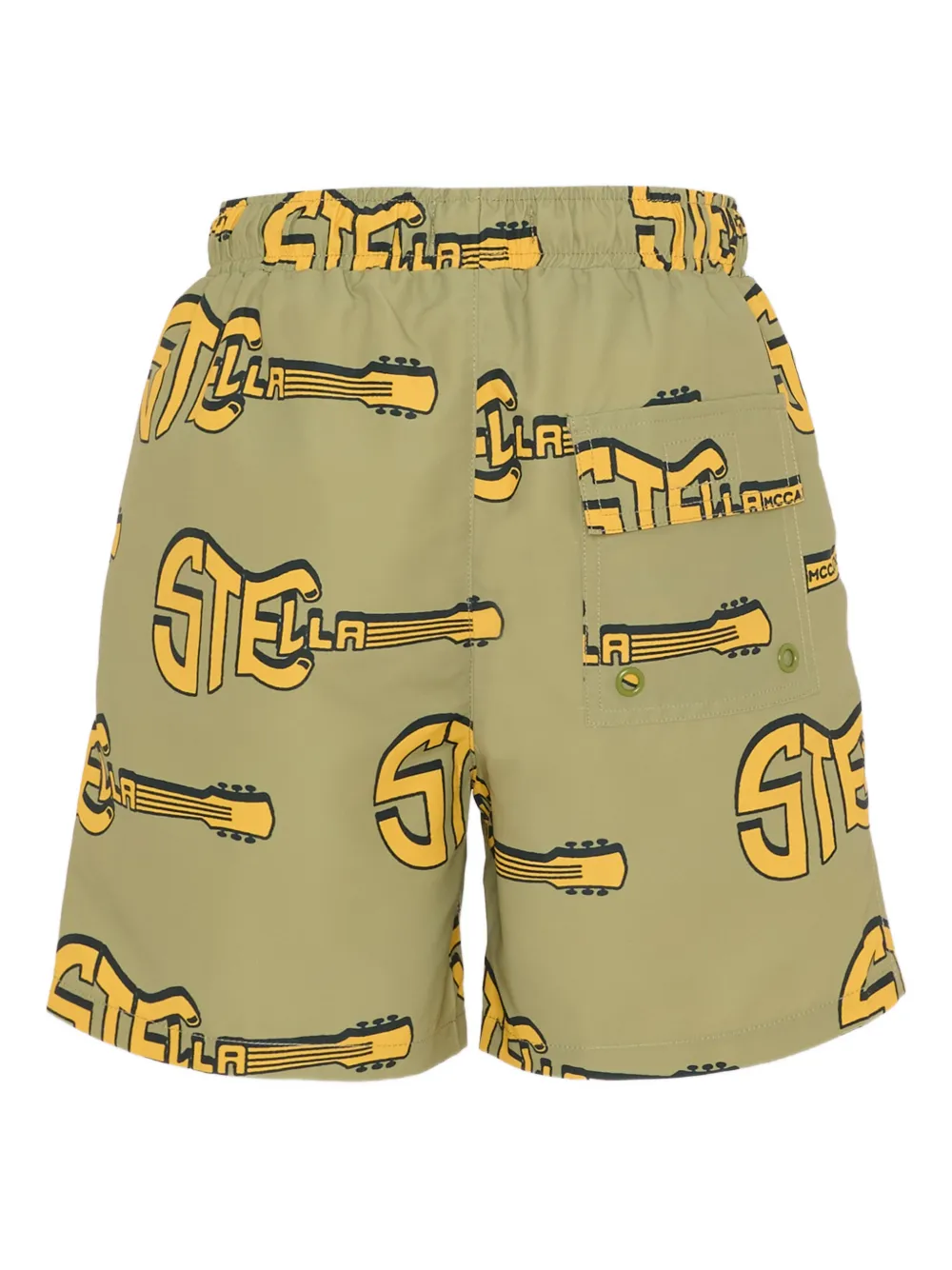 Stella Mccartney Kids' Guitar-motif Swim Shorts In Green