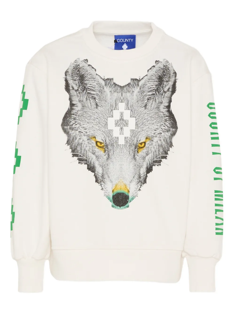 COUNTY OF MILAN KIDS wolf-print crew-neck sweatshirt - Bianco
