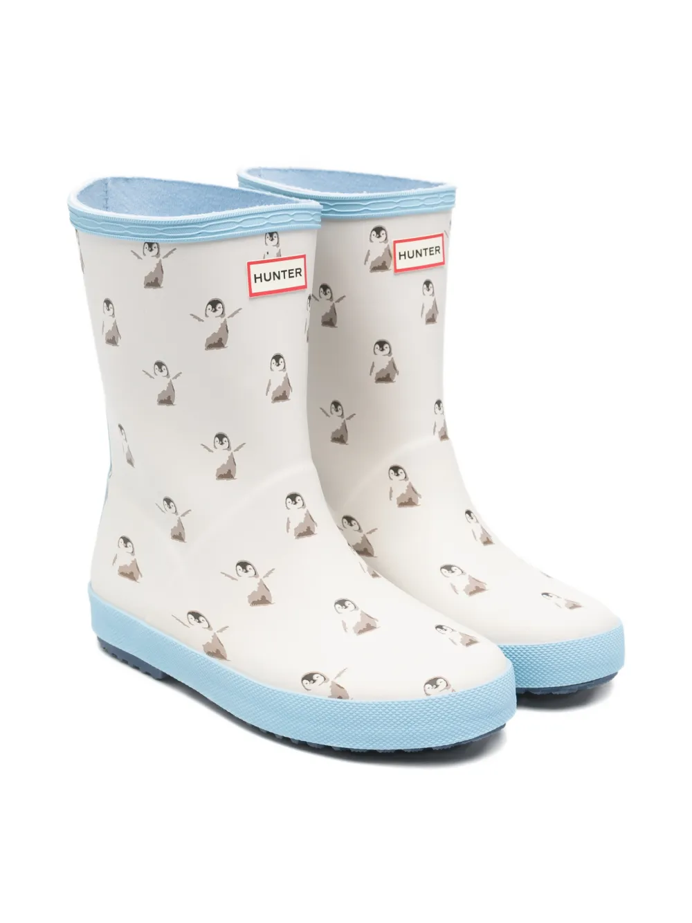 Hunter Kids Laarzen met pinguïn print Beige