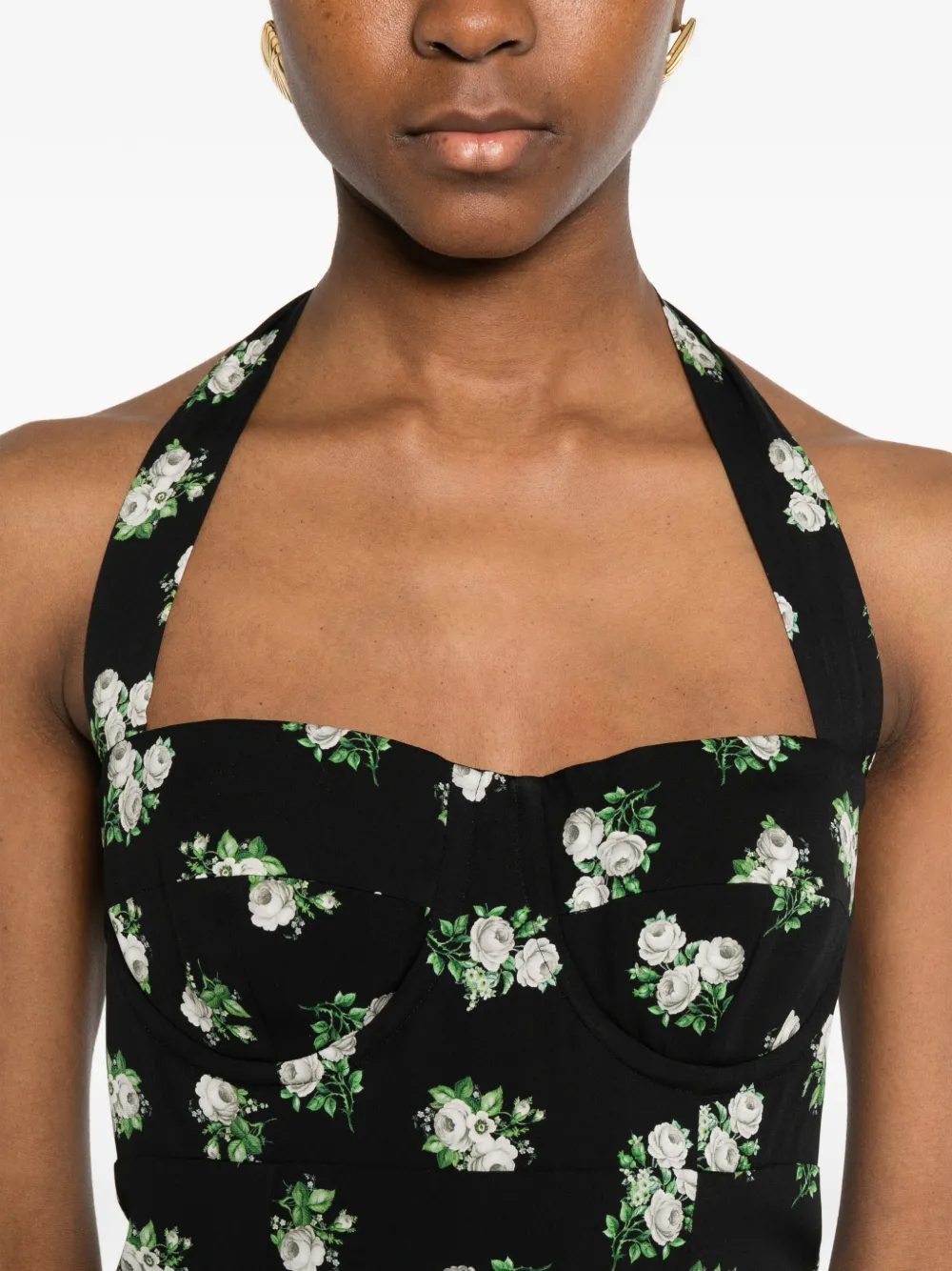Dolce & Gabbana Halterjurk met bloemenprint Zwart