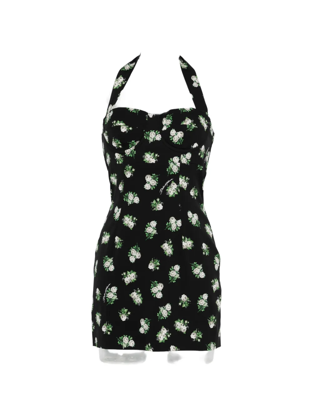 Dolce & Gabbana halterneck floral mini dress - Nero