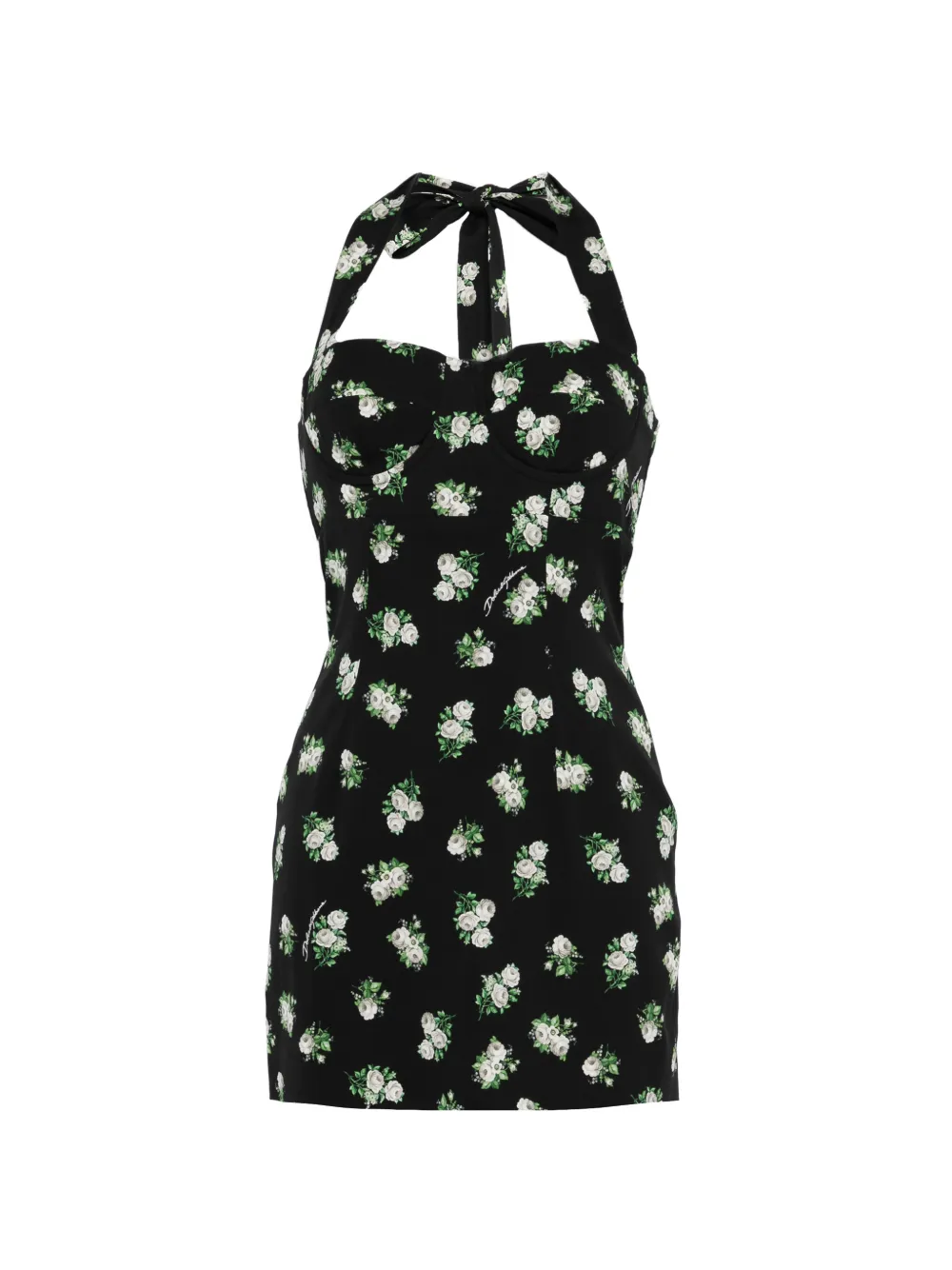 Dolce & Gabbana halterneck floral mini dress - Nero
