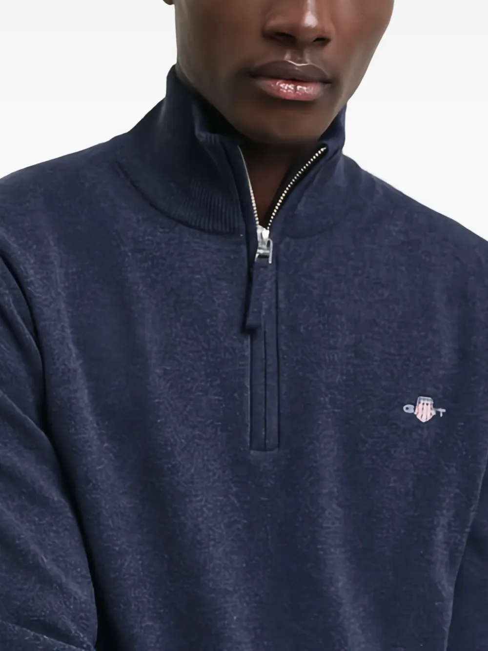 Gant Mens Regular Fit Shield Logo Half Zip Sweatshirt Nos In Blue