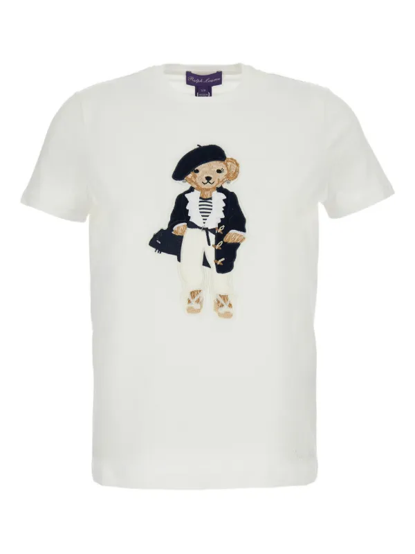 Ralph Lauren Collection Embroidery Bear T-shirt in Neutrals