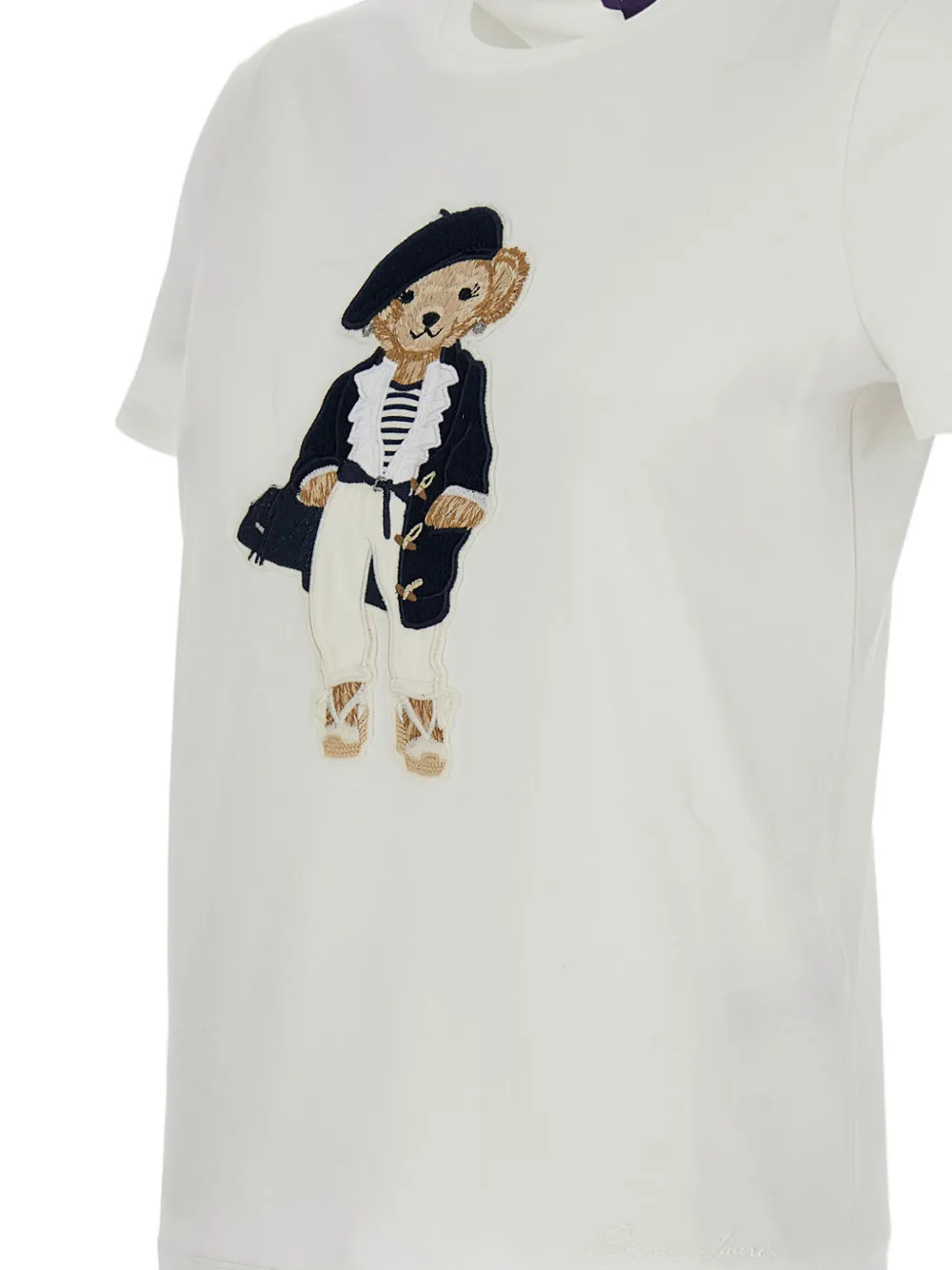 Ralph Lauren Collection T-shirt met geborduurde beer Beige