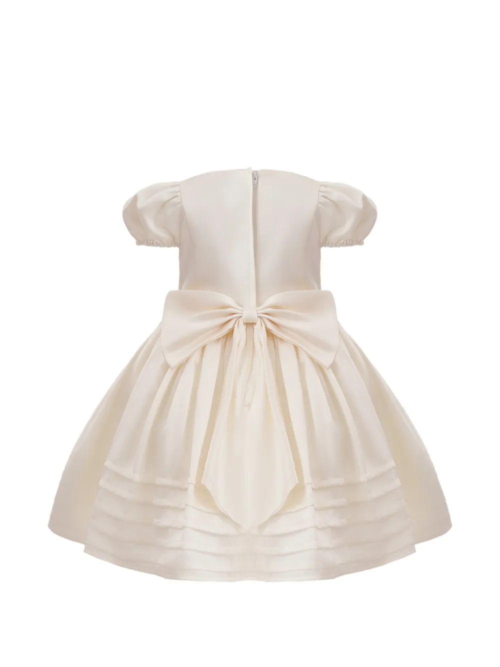 Tulleen Jurk met geborduurde bloemen Beige